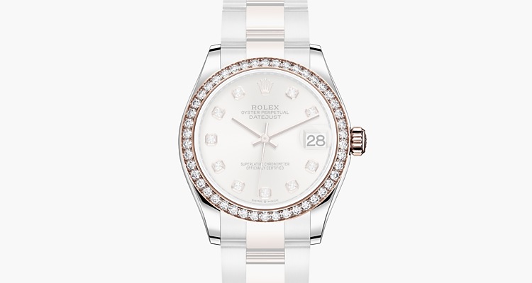 Oyster, 31 mm, acier Oystersteel, or Everose et diamants