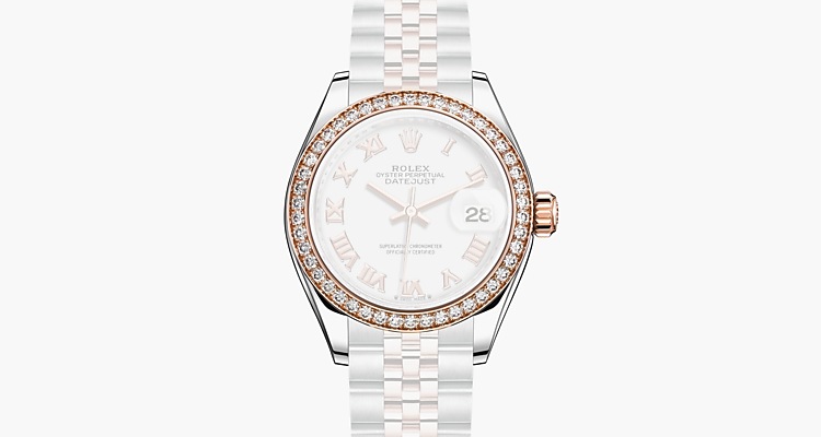 Oyster, 28 mm, acero Oystersteel, oro Everose y diamantes