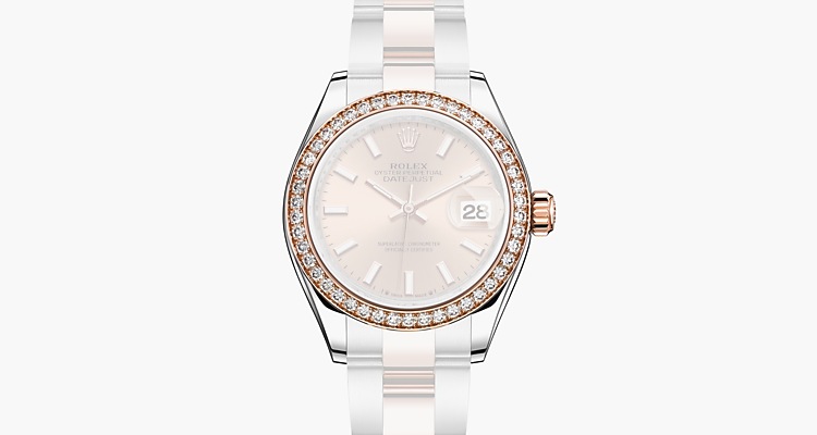 Oyster, 28 mm, acier Oystersteel, or Everose et diamants