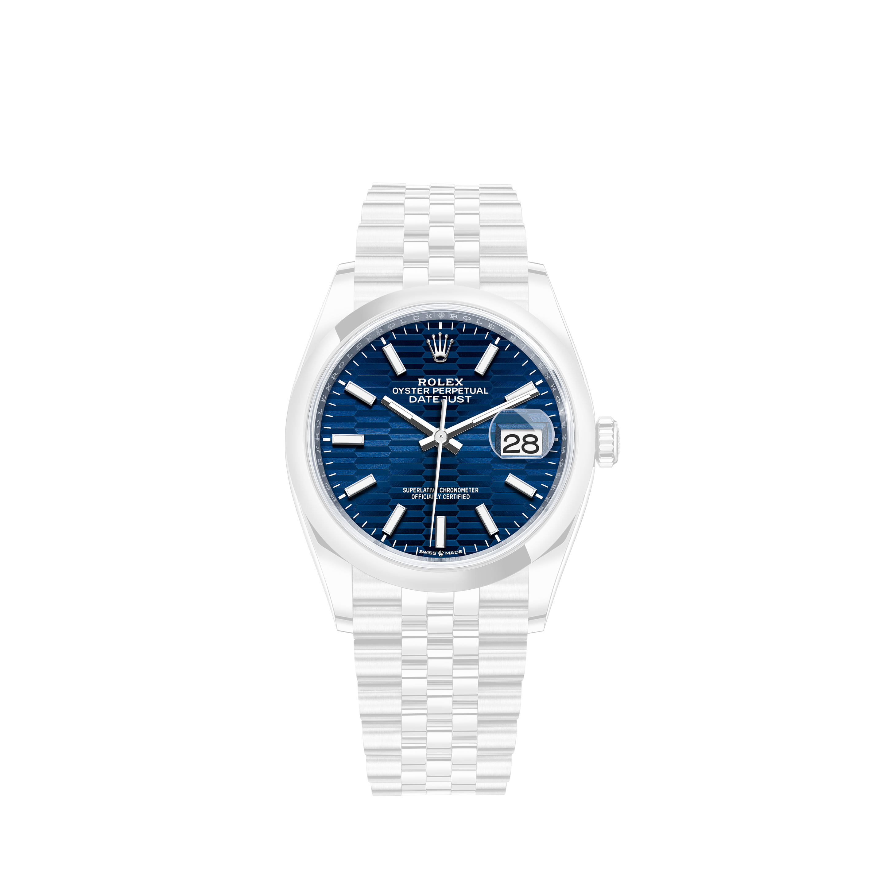 rolex bright blue fluted motif