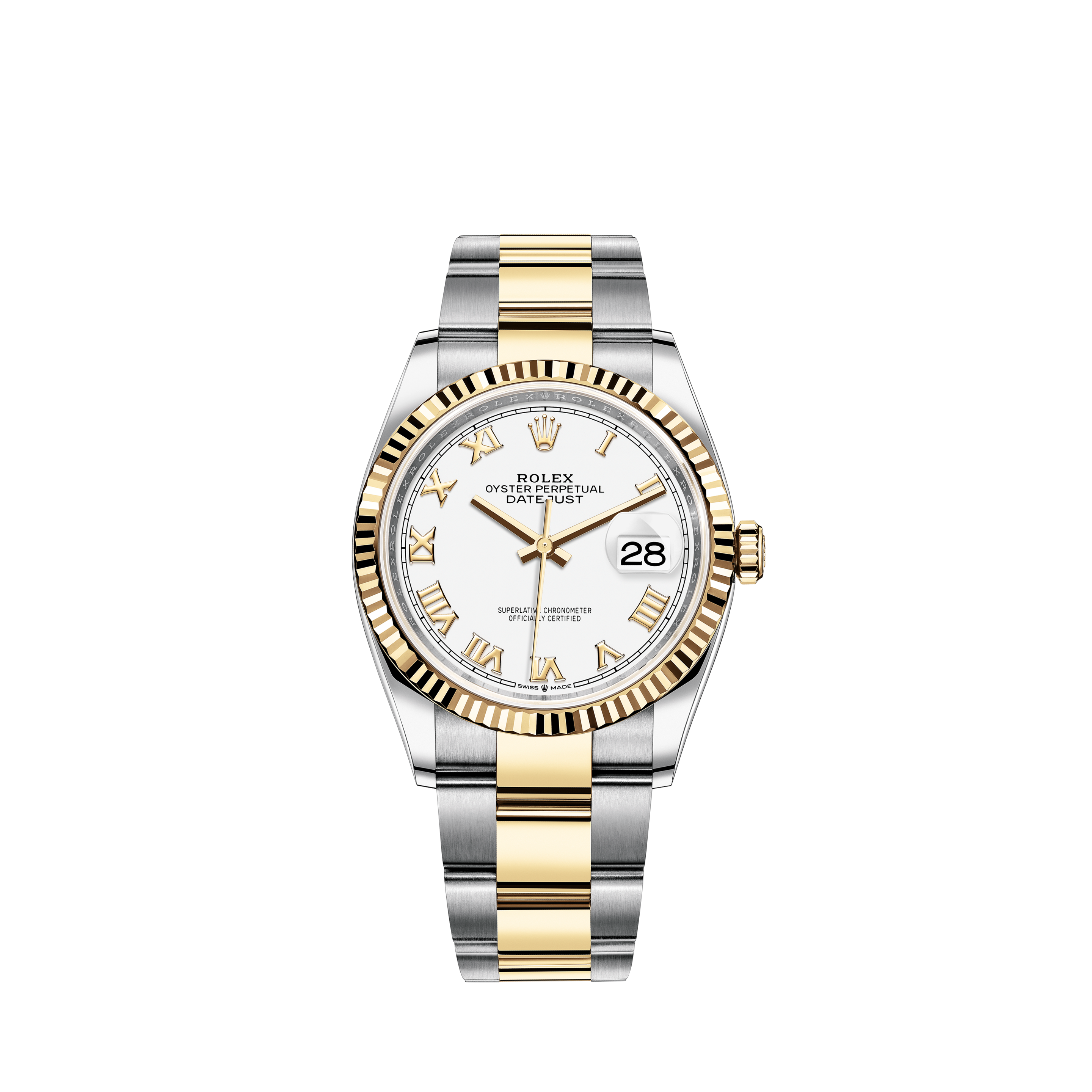 rose gold and silver rolex watch