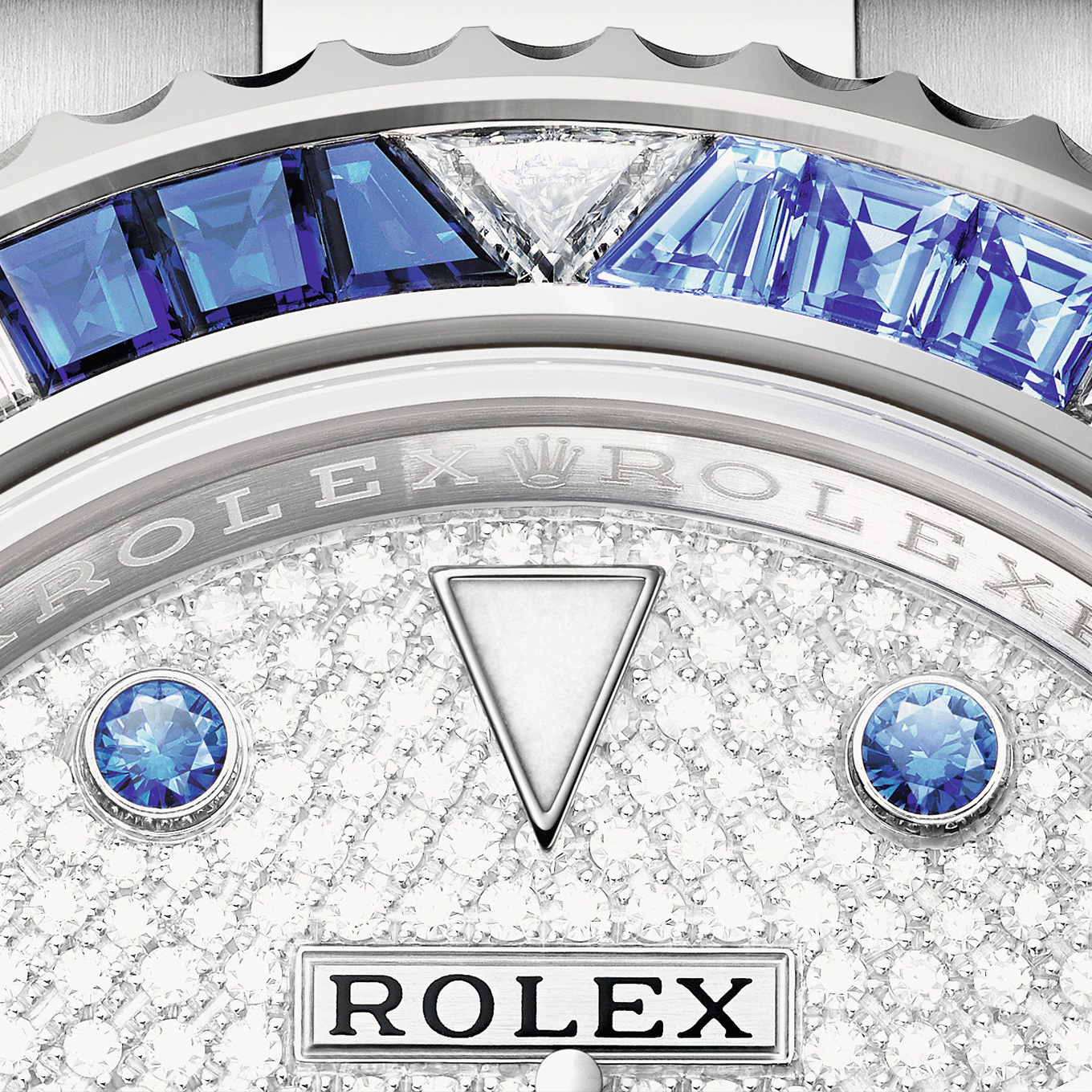 Rolex Ladies Genuine Rolex Black Baguette 26mm Datejust SS Diamond & Ruby Bezel