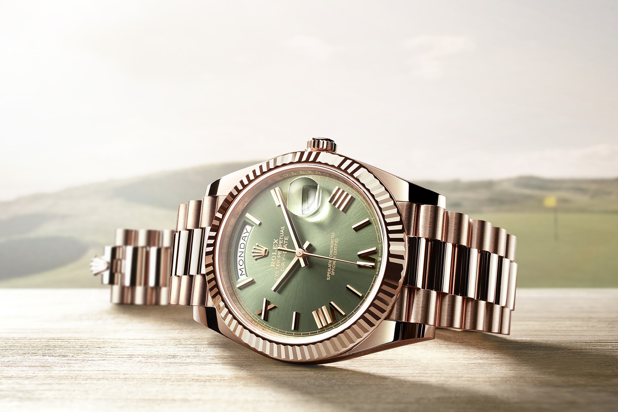 gold green face rolex