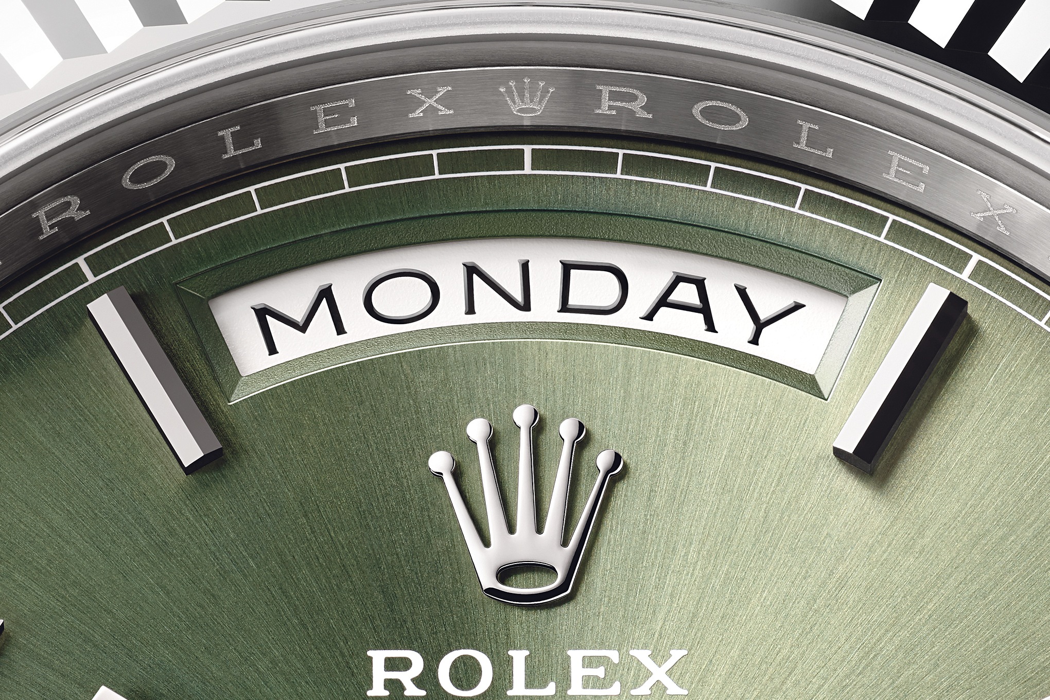 day date white gold green dial