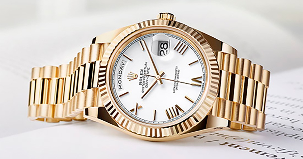 rolex day date half gold