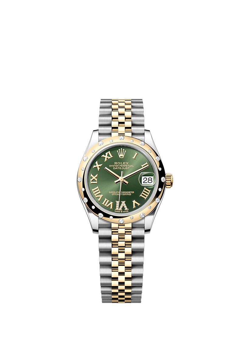 Rolex Datejust 31 Lady Midsize Yellow Gold Olive Green Diamond