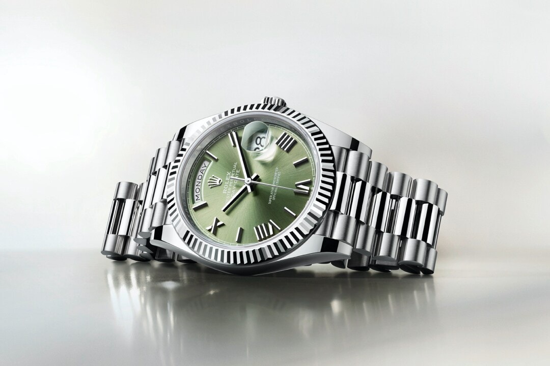 Rolex day date on sale silver